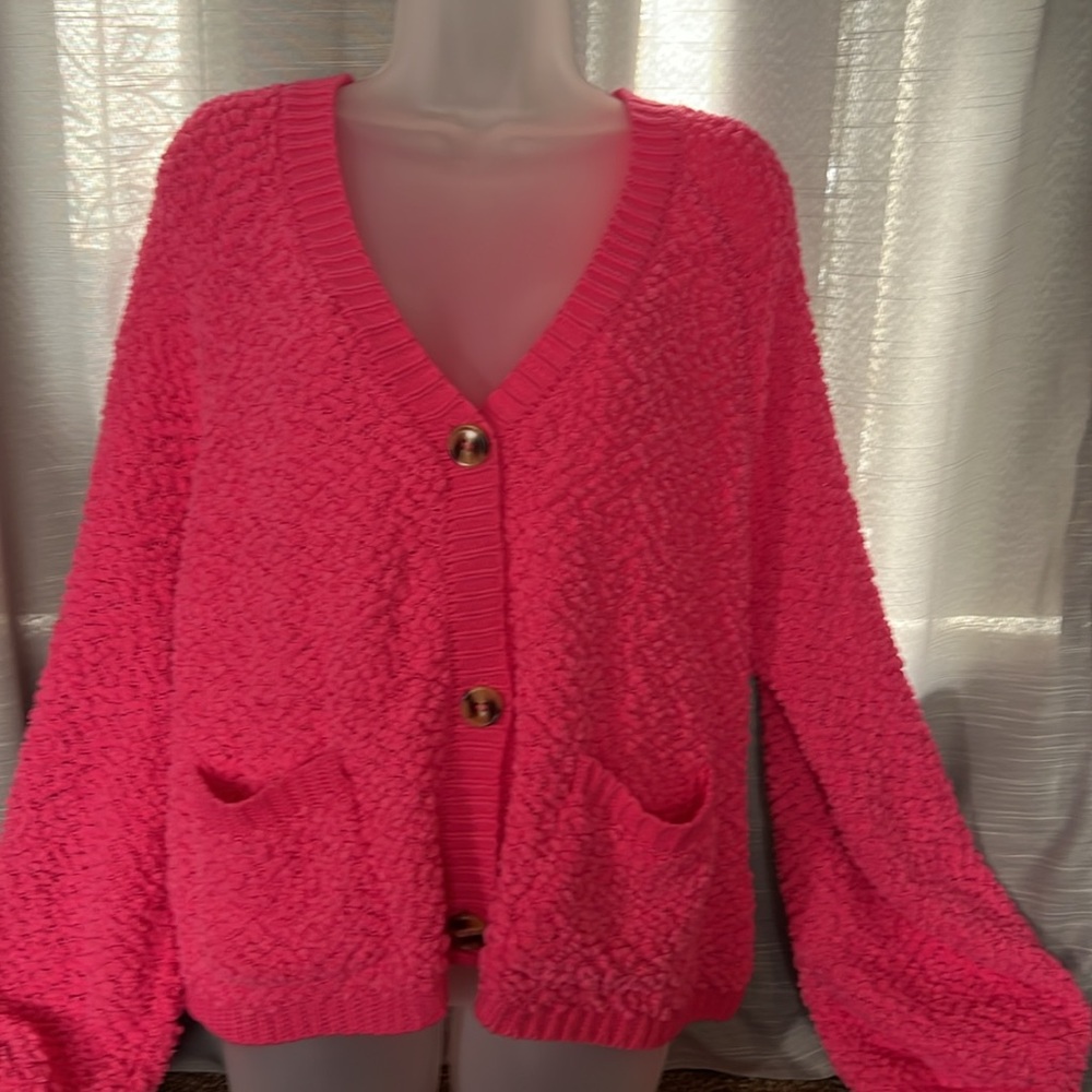 Popcorn Sleeve Pink Cartigan - Picture 4 of 4